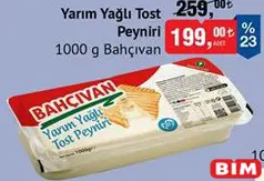 BAHÇIVAN YARIM YAĞLI TOST PEYNİRİ 1000 G